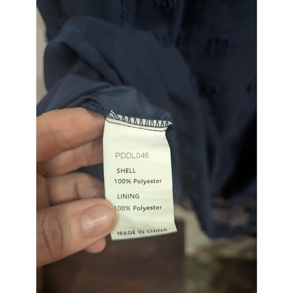 Babydoll style short sleeve navy dress w/large Swiss dot detailing plus size 3X - Picture 3 of 11